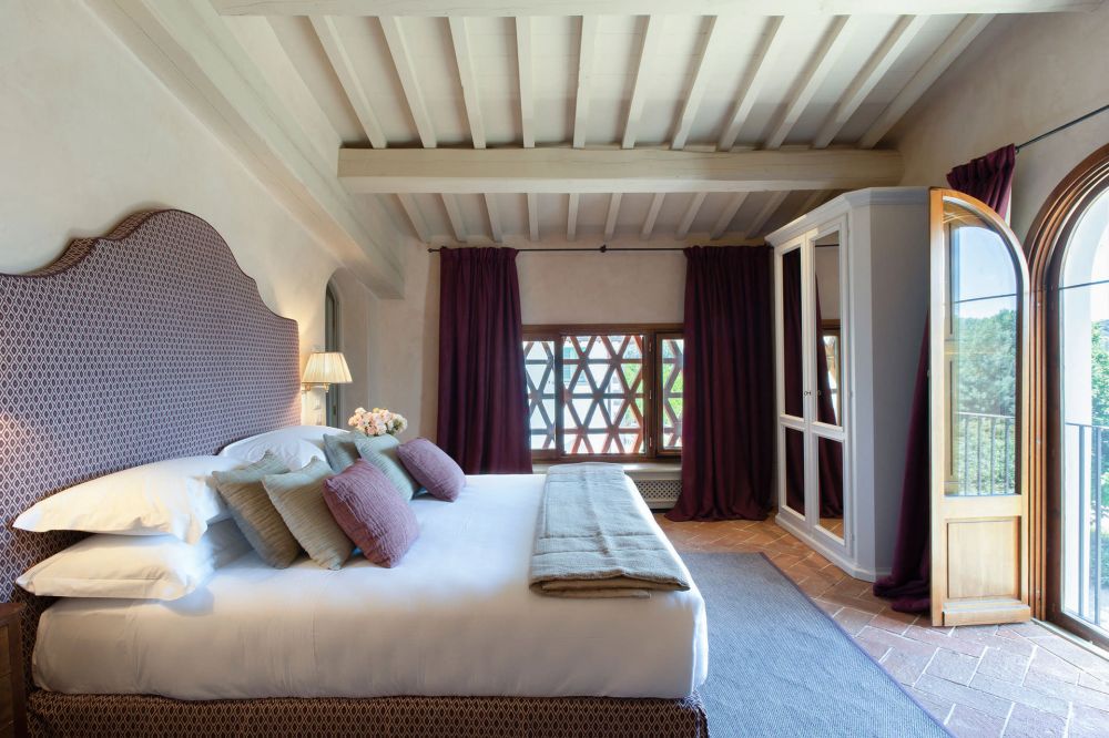 Bedroom at the luxury wedding resort in the Tuscan countryside