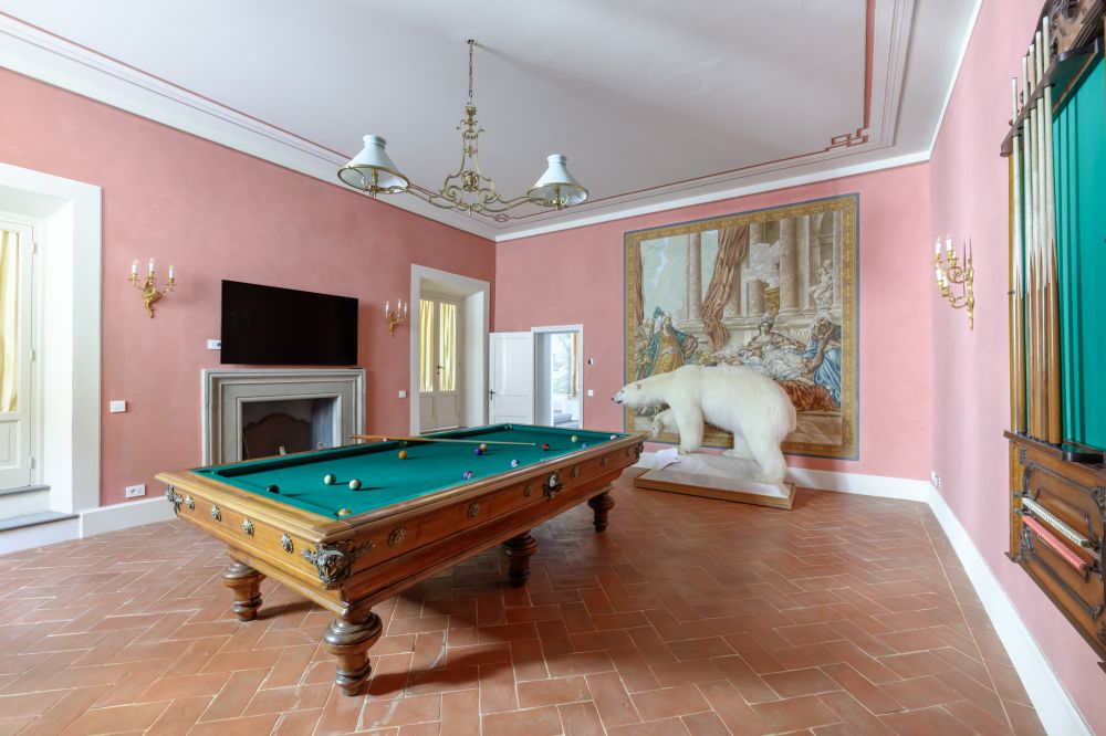 Billiard room at the villa in Florence for weddings