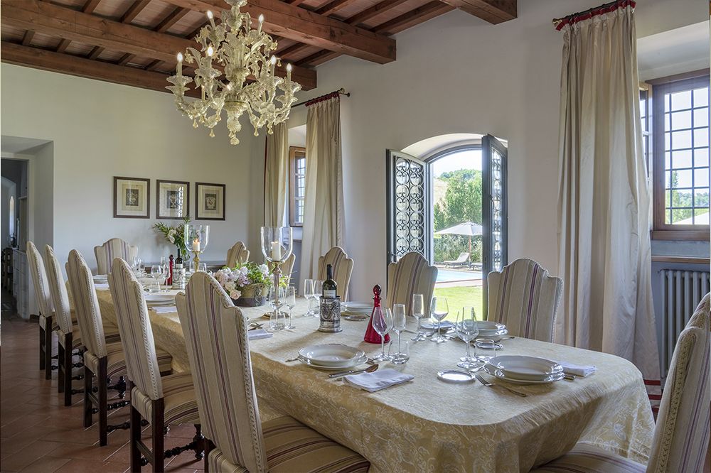 Dining room at the luxury wedding resort in the Tuscan countryside