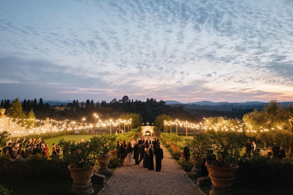 Garden view of the wedding rustic villa in Tuscany