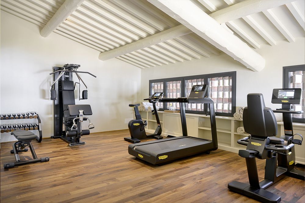 Gym at the luxury wedding resort in the Tuscan countryside