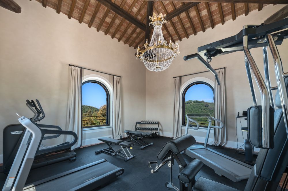 Gym at the villa in Florence for weddings