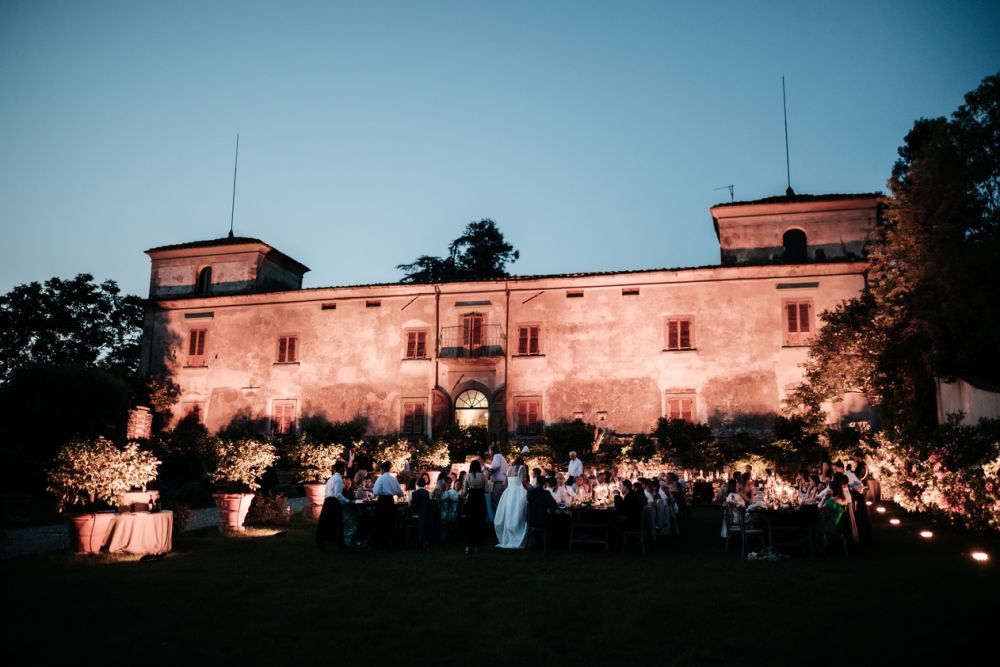 Night view of the wedding rustic villa in Tuscany