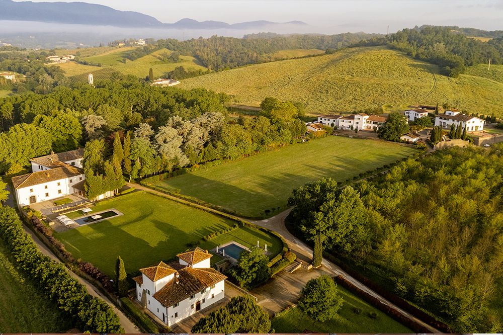 Panoramic view of the luxury wedding resort in the Tuscan countryside