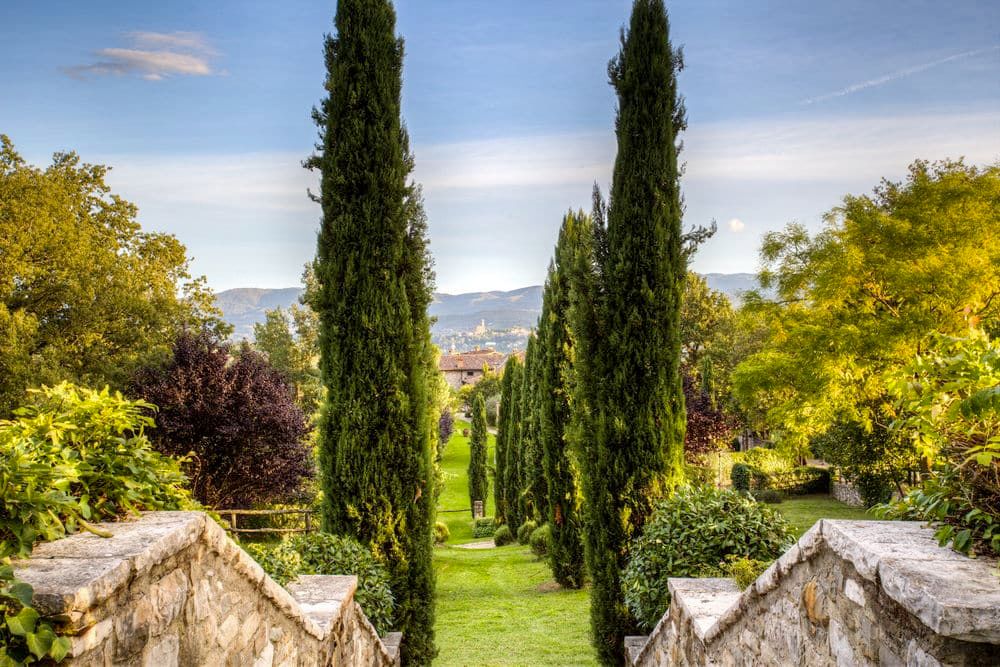 Stairs and garden at the dream wedding hamlet in Tuscany