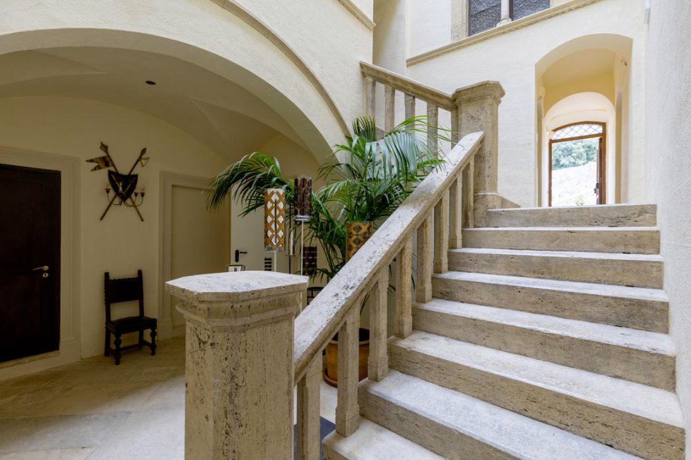 Stairs at the wedding castle in the Tuscan countryside