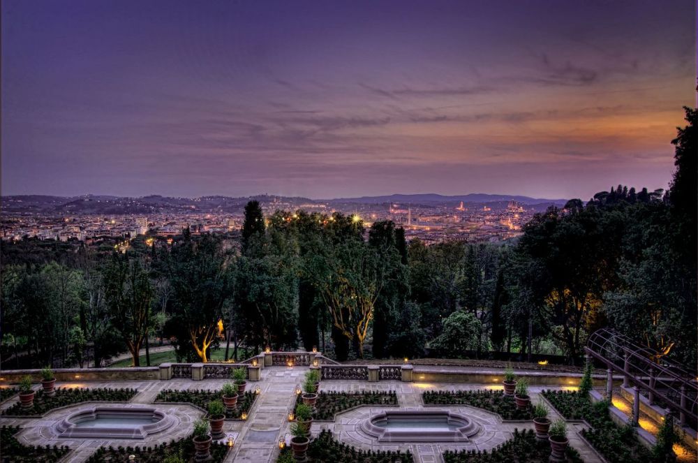 Sunset view from the luxurious wedding hotel in Florence