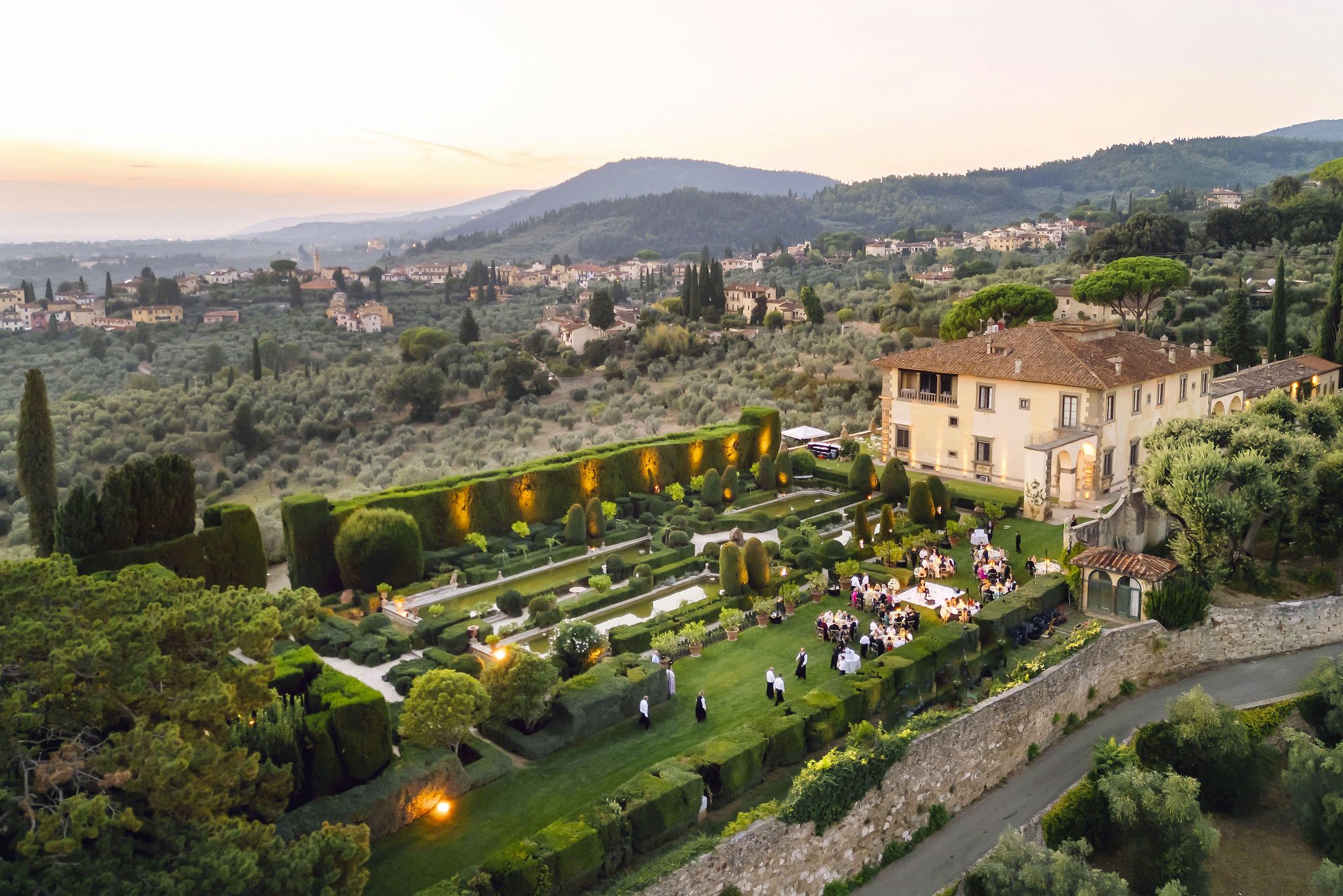 Panoramic view of the Tuscan wedding villa