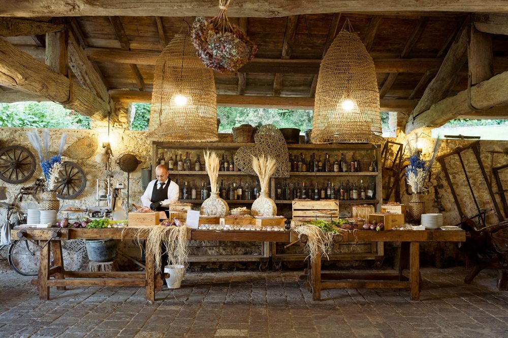 Vegetable buffet at the Tuscan wedding hamlet