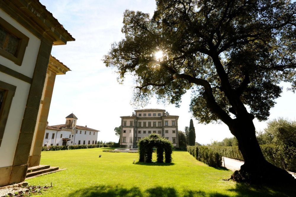 View of the garden at the luxury wedding villa in Tuscany