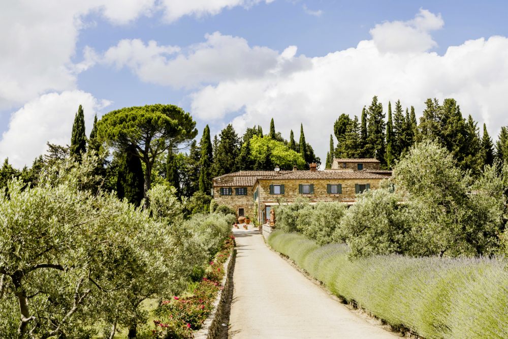 View of the villa at the romantic wedding farmhouse in Tuscany