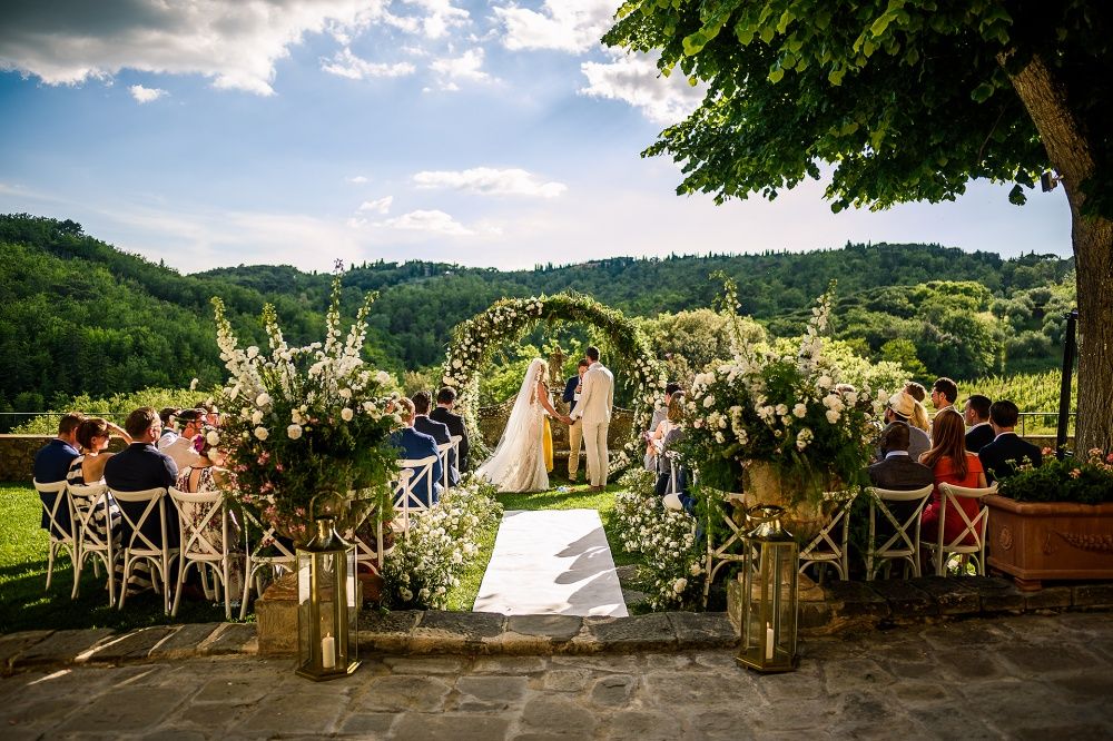 Wedding arch at the farmhouse in Siena