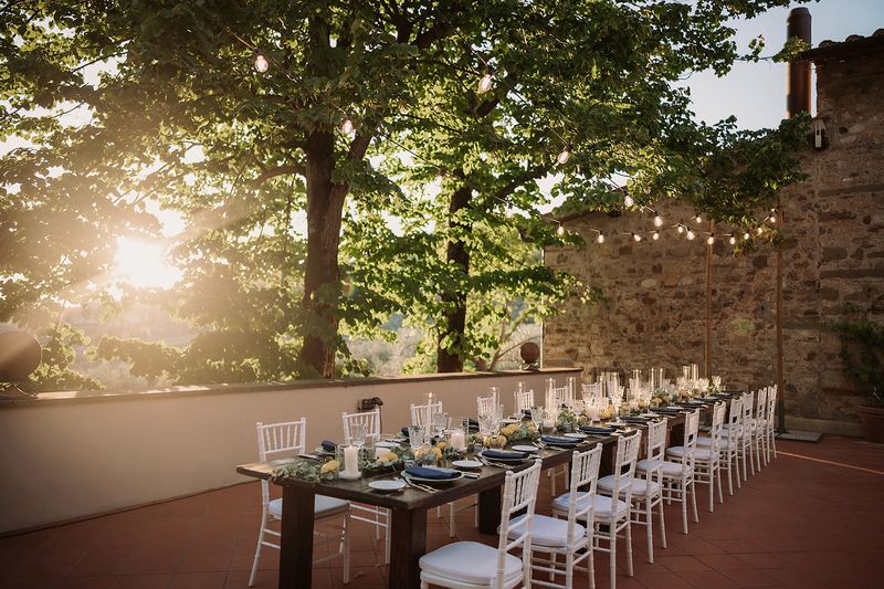 Welcome dinner at sunset on the Tuscan hills
