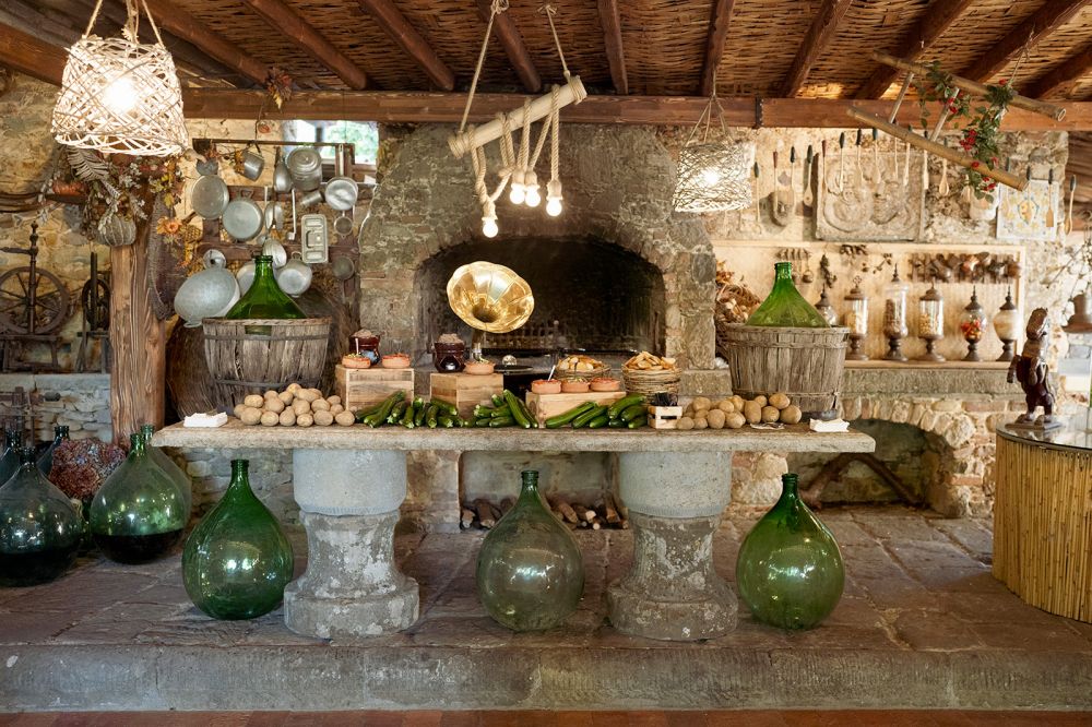 Zucchini and potatoes buffet at the Tuscan wedding hamlet